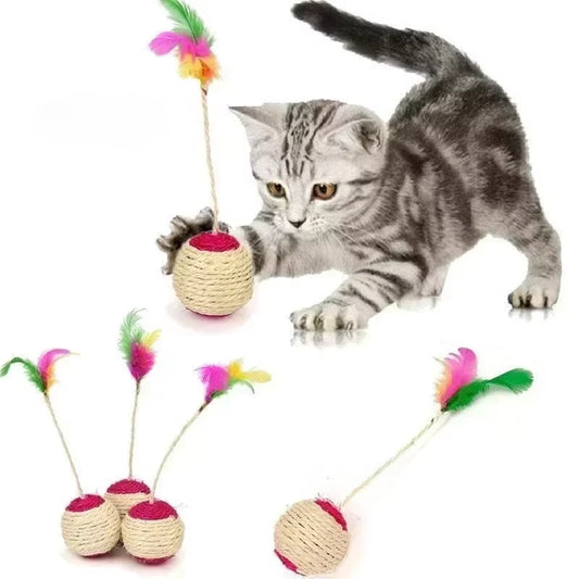 PurrPlay Ball™ – Interactive Feather & Sisal Toy for Happy Cats