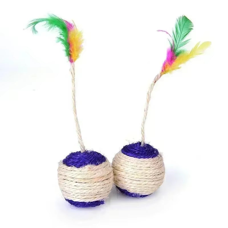 PurrPlay Ball™ – Interactive Feather & Sisal Toy for Happy Cats