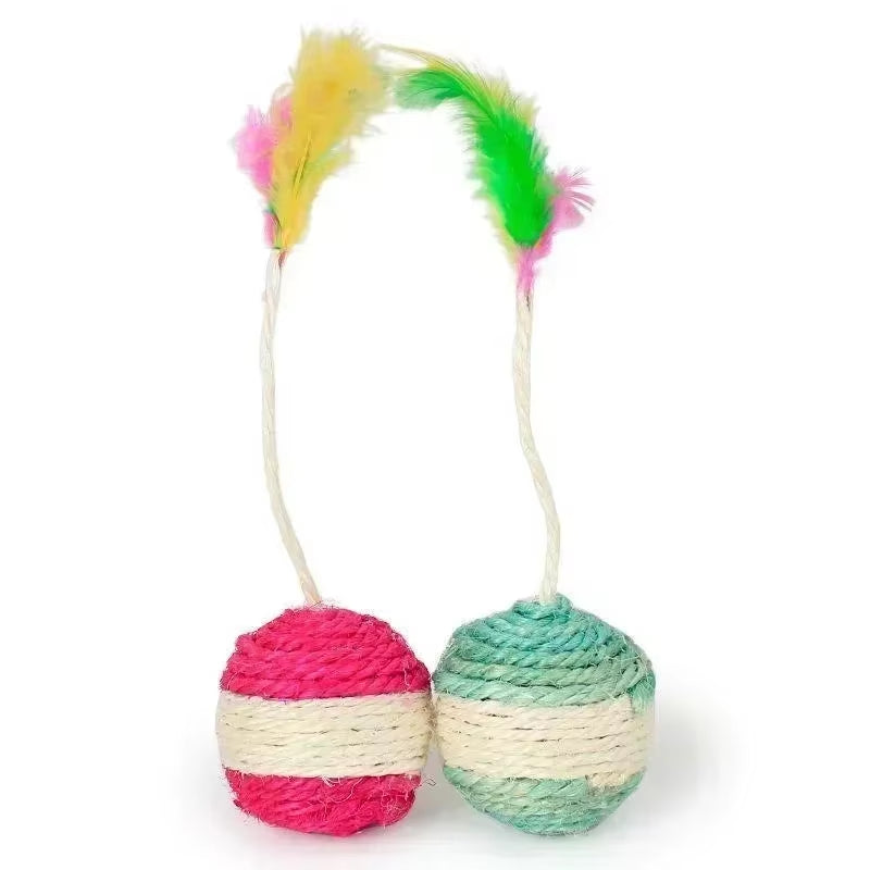 PurrPlay Ball™ – Interactive Feather & Sisal Toy for Happy Cats